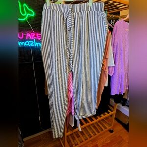 Striped Blue and White Women's Pants